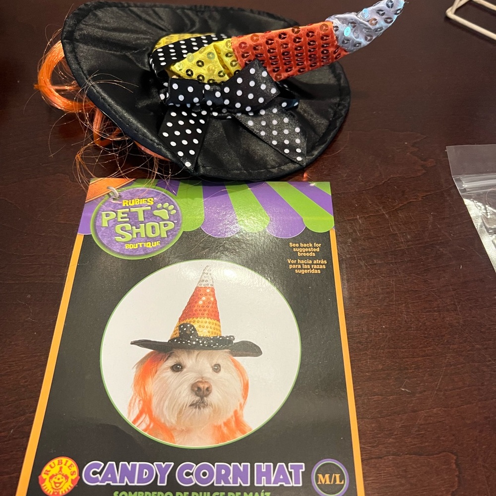 Pet Candy Corn Hat with Polka Dot Band medium/ large